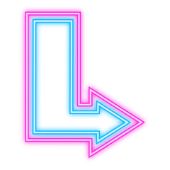 3d blue neon arrow on dark backdrop. Vector white light. Graphic color background. Vector illustration © DG-Studio