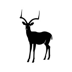 Wild animal impala antelope icon | Black Vector illustration |
