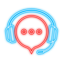 Flat illustration with customer service. Customer support service. Neon icon