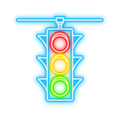 Traffic light icon. Pedestrian sign. Neon style. Vector illustration