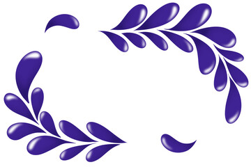 Rectangular frame of hand-drawn leaves on a transparent background