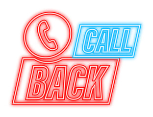 Call back. Information technology. Telephone neon icon. Customer service. Vector stock illustration