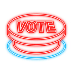 Vote button. Hand click icon. Finger click icon. Neon icon. Vector stock illustration