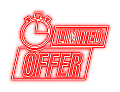 Limited offer, great design for any purposes. Neon icon. Best product. Vector stock illustration