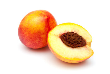 Peach fruits and a half