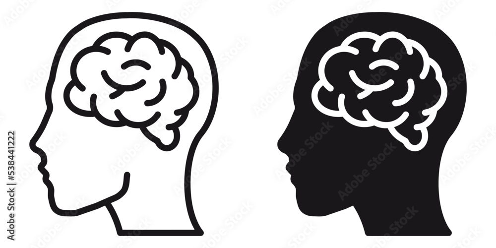 Fototapete ofvs187 OutlineFilledVectorSign ofvs - human brain vector icon . head . face profile . ai . artificial intelligence . isolated transparent . black outline and filled version . AI 10 / EPS 10 . g11526
