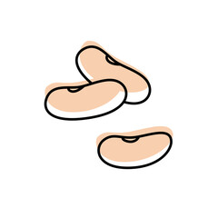 Doodle outline bean with spot. Vector hand-drawn illustration for packing isolated on transparent background