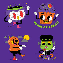 acid halloween stickers vector design illustration