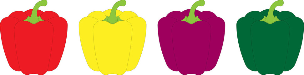 Red, Yellow, Purple and Green Bell Peppers	