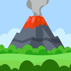 Erupting volcano vector design