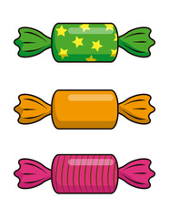 Candy Wrapped candy colorful confectionery caramel lollipop. Vector illustration cartoon style