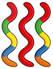 Jelly sweets gummy worms candies vector illustration isolated on white background