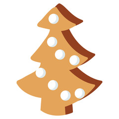 Christmas tree shaped gingerbread. Traditional homemade Christmas baking. Vector illustration isolated on white background.