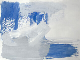 Modern abstract blue wave paint. Blue and grey modern landscape. 