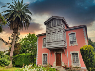 Fototapeta na wymiar Modernist house, casa indianos, in Llanes, Asturias, Spain
