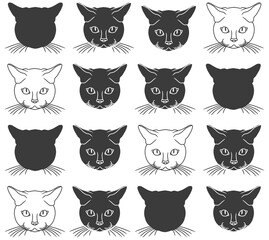 Fototapeta premium black cat heads silhouette pattern tile