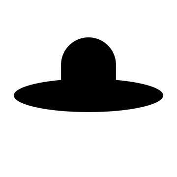 Hat icon isolated on white background. Black hat close-up