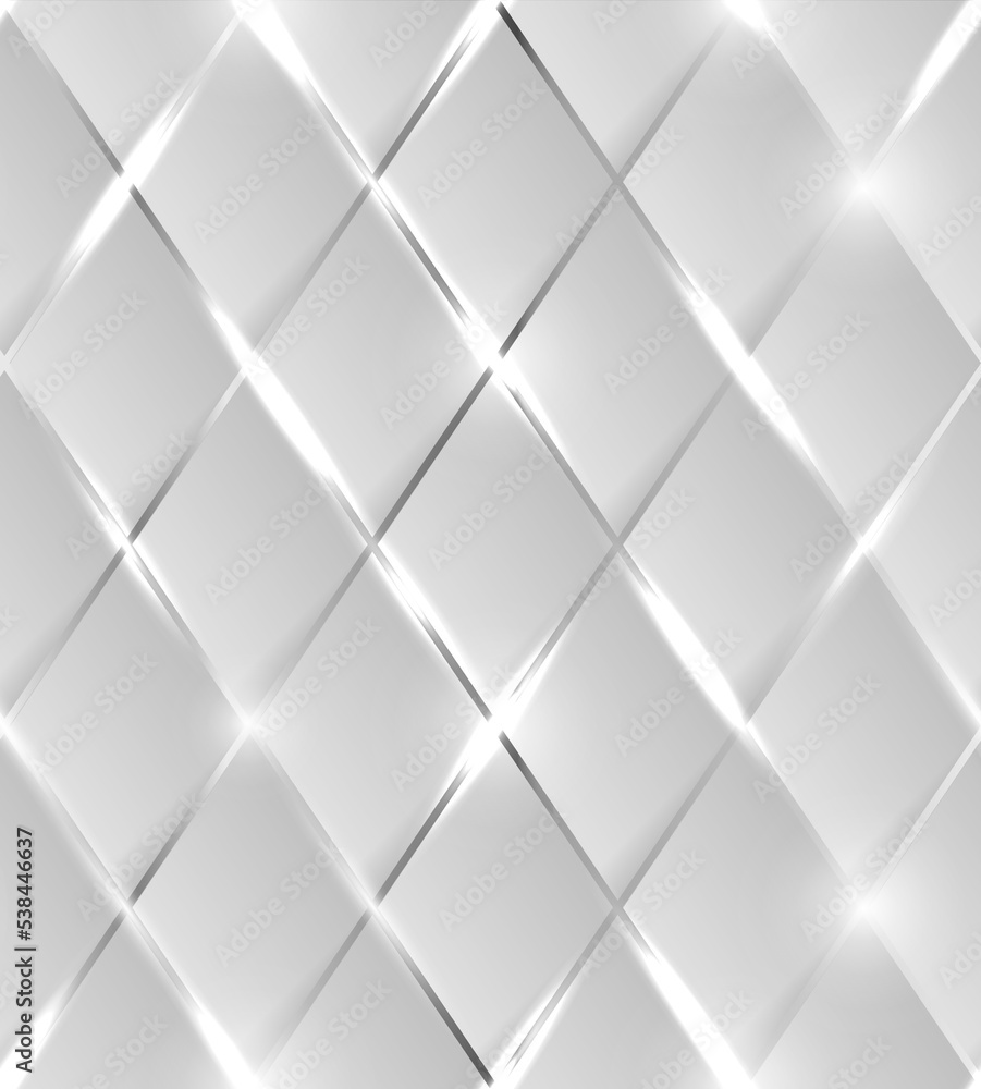 Poster seamless illustration of shiny silver background with 3d effect and glossy elements with flares