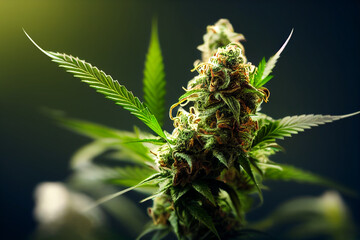 Medicinal Cannabis. Studio Lighting. Bokeh backdrop.