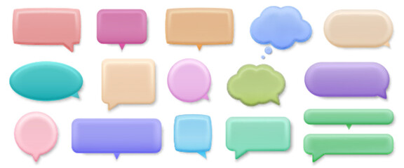 3D speech bubble In bed colors. Realistic icon set communication dialogue icons cartoon style. Vector illustration