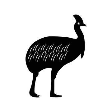 recommend clip art: Australian animal cassowary bird icon | Black Vector illustration |