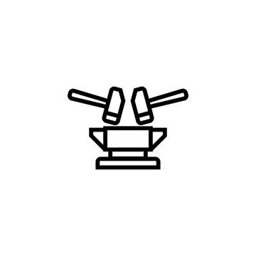 recommend clip art:  Blacksmith anvil tool and hammer line icon isolated on white background