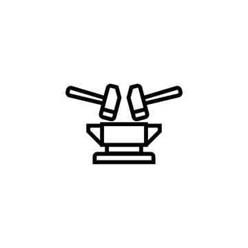 recommend clip art:  Blacksmith anvil tool and hammer line icon isolated on white background