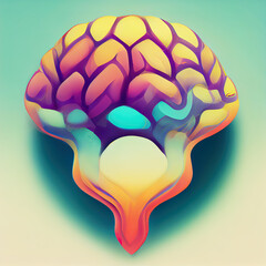 Abstract human brain flat illustration. Scientific neuroscience. Digital illustration.