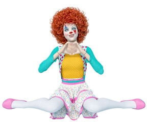 doll clown doing the heart hands with love on the flor
