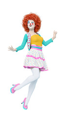 doll clown is walking softly