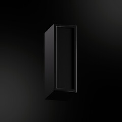 i letter black character 3d rendered illustration black color isolated black background