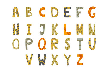 Alphabet for children in boho style on a white background. Vector illustration
