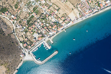 Amazing aerial photo of Datca peninsula, indented coastline between of mediterranean and aegean...