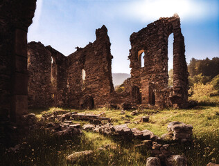 Medieval ruins in a summer landscape