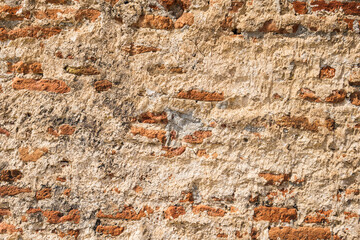 brick wall texture background for design and creative use, old antique stone wall texture background at ancient archeological site.	