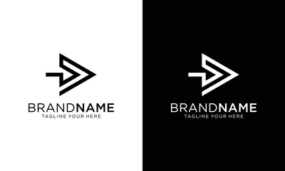Abstract business logo icon design template with arrow on a black and white background.