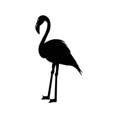 Tall wading flamingo bird icon | Black Vector illustration |