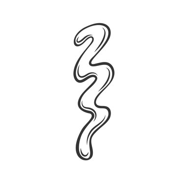 recommend clip art: Sauce splash outline icon vector illustration. Line hand drawing strip of ketchup, mustard and mayonnaise, top view of seasoning and condiment stains flow on food, sketch of spilled drops of sauce