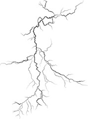 Strokes of cloud to ground lightning strike, Lightning between clouds and ground sketch drawing, contour lines drawn