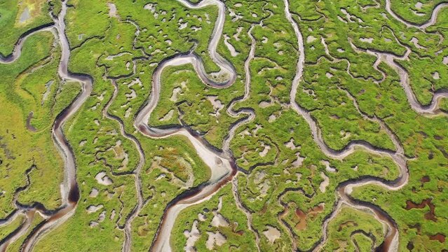 Aerial view of the Salt Marsh at Ards Forest Park in County Donegal, Ireland