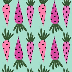 Cartoon vegetable seamless carrot pattern for wrapping paper and fabrics and kids clothes print and Easter