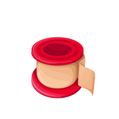 Medical adhesive bandage roll vector illustration. Cartoon isolated circle plastic spool of first aid tape for wound on skin and injury, sticky elastic bandage bandaid for dressing in hospital
