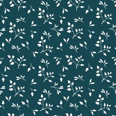 Winter floral seamless Christmas berries and leaves pattern for Noel wrapping paper and summer swimsuit print