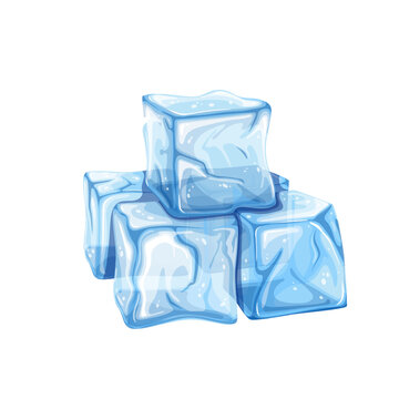 Pile of ice cubes vector illustration. Cartoon isolated blue blocks of clean iced frozen water freezing food and drink, frost solid crystal pieces of square shape lying in stack to cool liquid