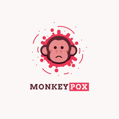 Monkey virus vaccine logo. Minimalism flat art. Vector illustration icon
