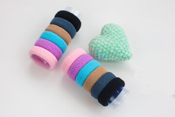 elastic bands for hair on a white background. Women's accessories