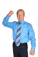 Gesture Series: Businessman rejoices in his success.