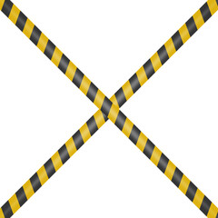 Vector Black and Yellow Warning, Danger Stop Tape Isolated on White Background. Crossed Danger, Caution Tape Sign, Fencing, Warning, Prohibition Design Template