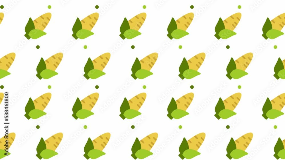 Poster pattern background with corns. corns vegetable animation. cute pattern animation with corns. healthy