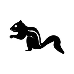 Chipmunk cute squirrel rodent icon | Black Vector illustration |